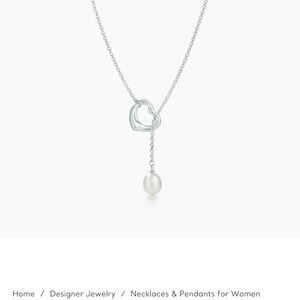 Tiffany small open heart and pearl necklace